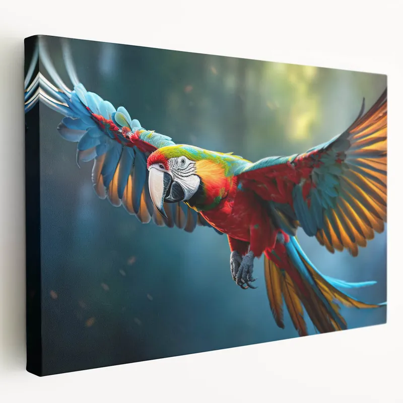 Majestic Flying Macaw Wall Art - Colorful Parrot Canvas Print Decor Exclusive