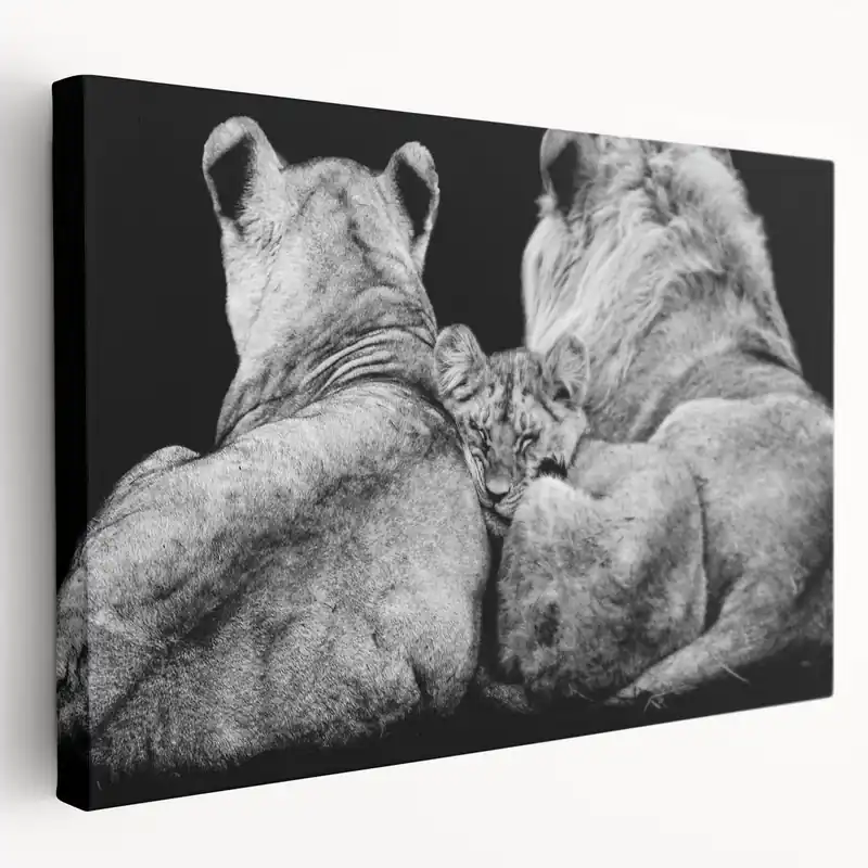Majestic Lion Wall Art - Black and White Lion Canvas Print for Modern Decor Fan Favorite