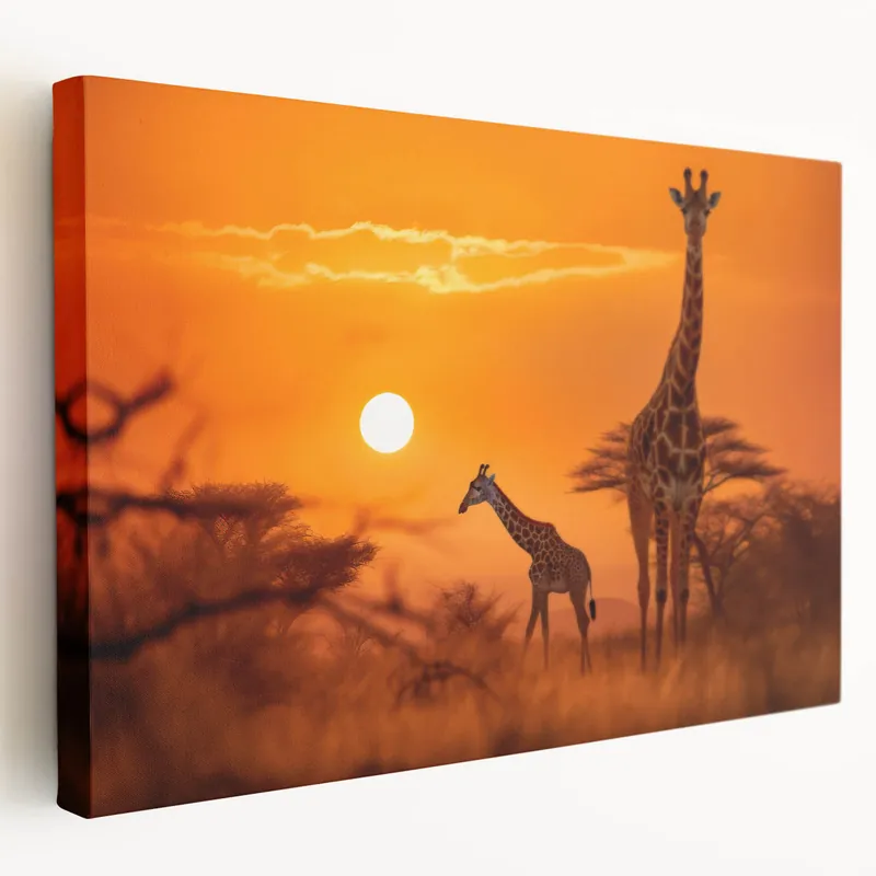 Sunset Safari Giraffe Wall Art - Vibrant Wildlife Canvas Print Editor’s Pick