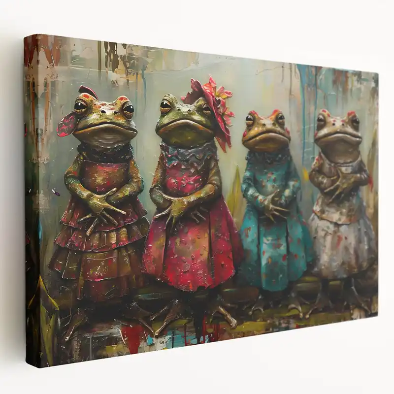 Whimsical Frog Wall Art - Vibrant Amphibian Canvas Print for Fun Decor Final Sale
