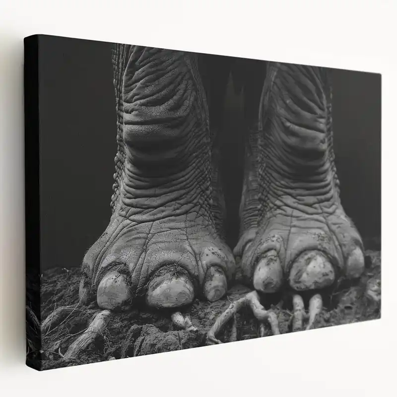 Genuine Elephant Foot Close-Up Art - Textured Wildlife Canvas & Prints