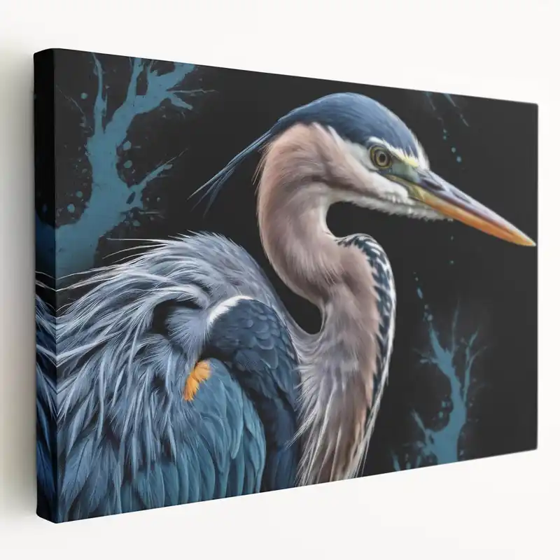 Direct From Factory Dramatic Heron Wall Art - Striking Heron Canvas Print for Bold Decor