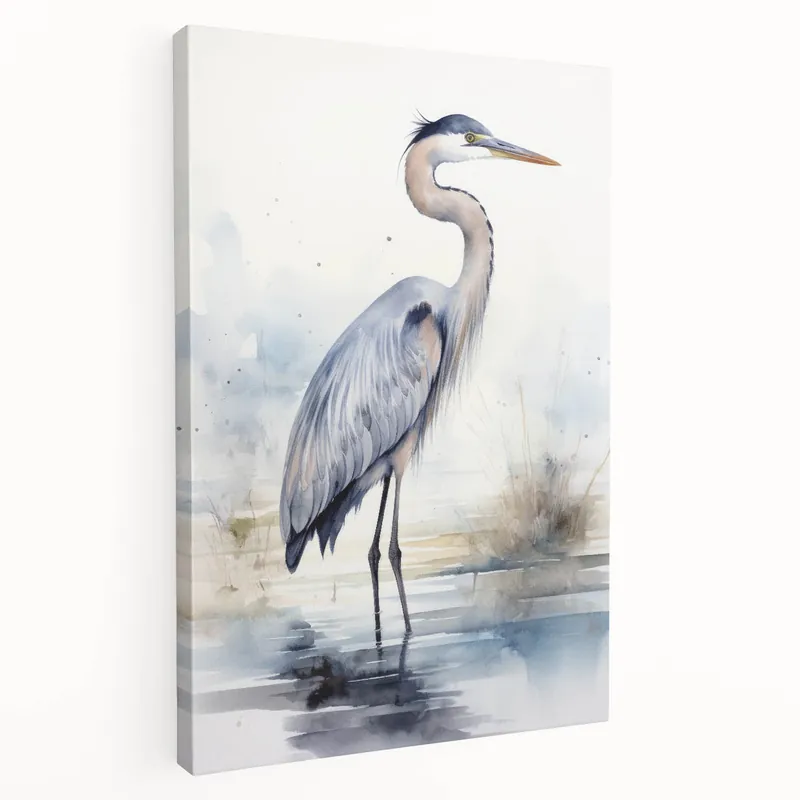 Top Pick Heron Canvas Art - Graceful Heron Watercolor Wall Decor for Home