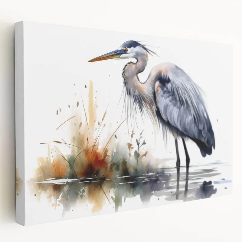 Original Elegant Heron Wall Art - Heron Canvas Art Print for Nature Lovers