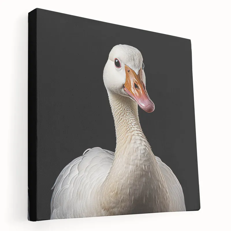 Striking White Goose Portrait Canvas Art - Elegant Goose Wall Decor Crafted