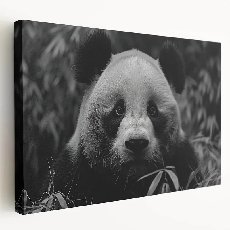 High Quality Serene Black and White Panda Canvas Print - Panda Photography