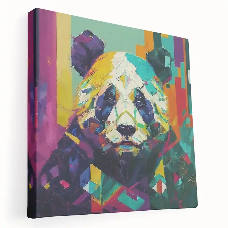 Weekend Sale Vibrant Abstract Panda Canvas Print - Panda Bear Art