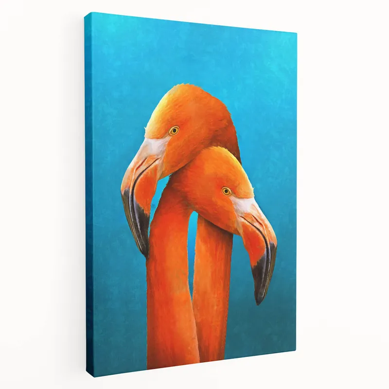 Vibrant Flamingo Duo Wall Art - Bold Flamingo Canvas Print for Modern Decor Worldwide Shipping