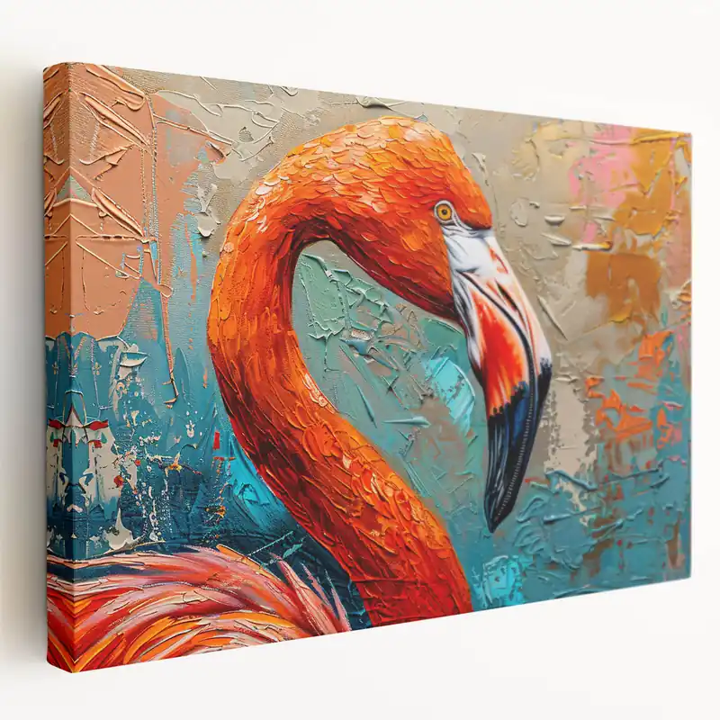 Super Sale Textured Flamingo Wall Art - Bold Flamingo Canvas Print for Artistic Decor