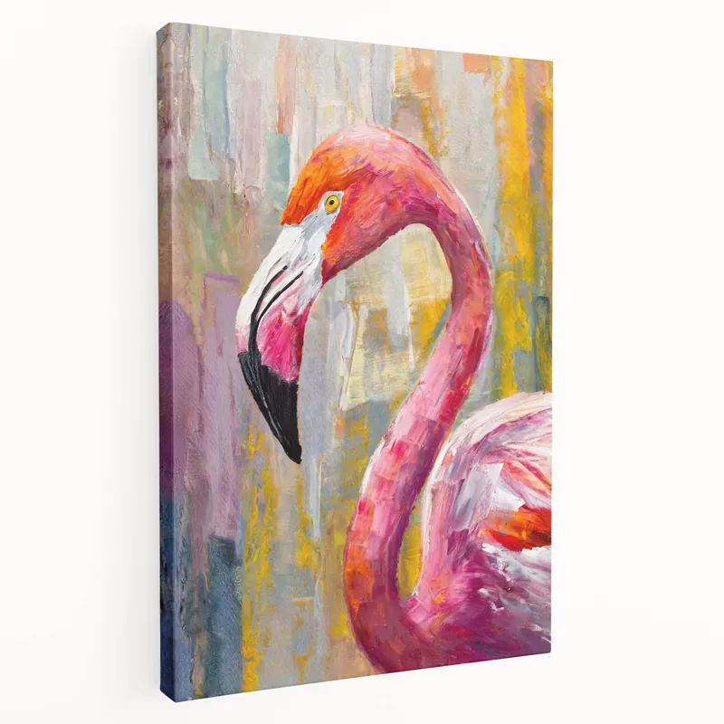 Discount Abstract Flamingo Wall Art - Colorful Flamingo Canvas Print for Artistic Decor