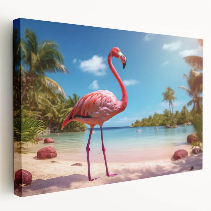 Tropical Flamingo Wall Art - Vibrant Flamingo Canvas Print for Island Decor Shop Now