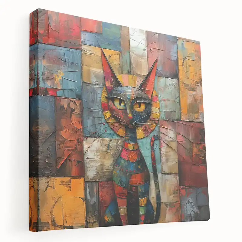 Vibrant Cat Wall Art - Cat Canvas Print - Colorful Cat Decor - Cat Art Warranty Included