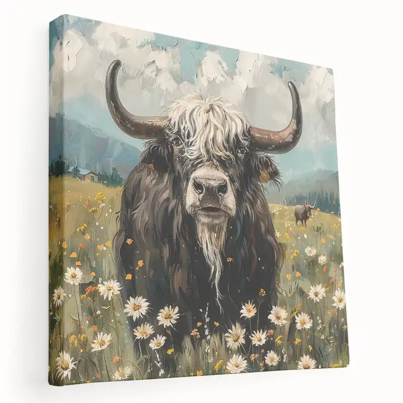 Charming Highland Cow Art - Vibrant Bison Canvas for Rustic Decor New Arrival