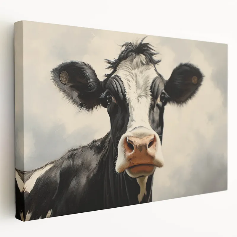Expressive Cow Wall Art - Lively Cow Canvas for Farmhouse Decor Time-Limited