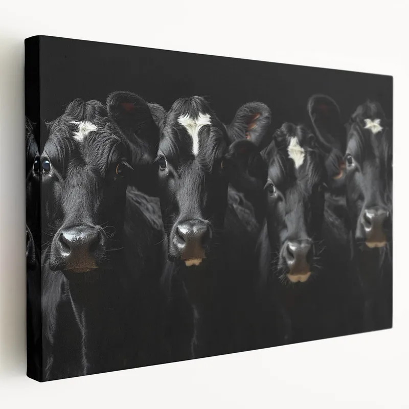 Top Pick Black Cows Wall Art - Dramatic Cow Canvas for Modern Decor