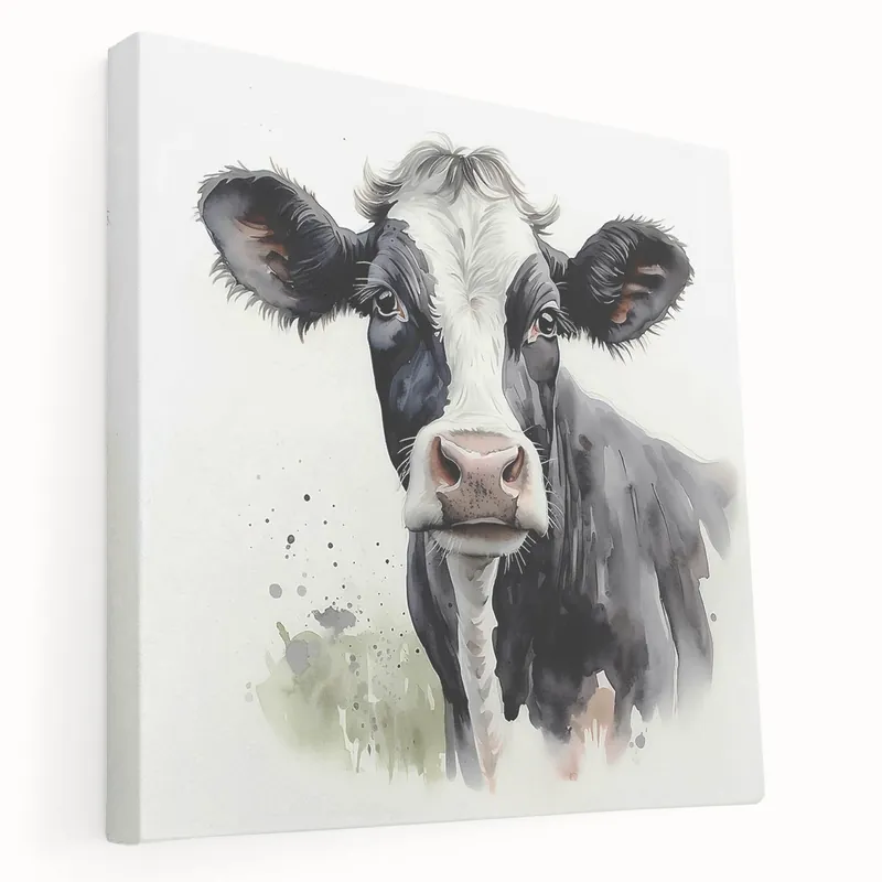 Instant Buy Minimalist Cow Wall Art - Modern Cow Canvas for Farmhouse Decor