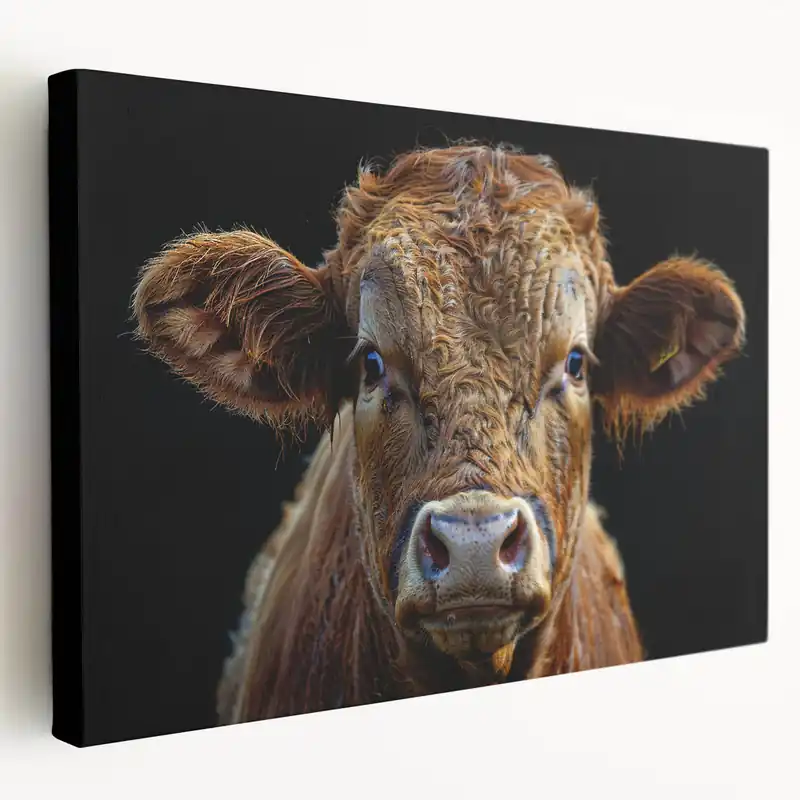 Next Day Delivery Majestic Brown Cow Wall Art - Cow Canvas Art for Rustic Decor