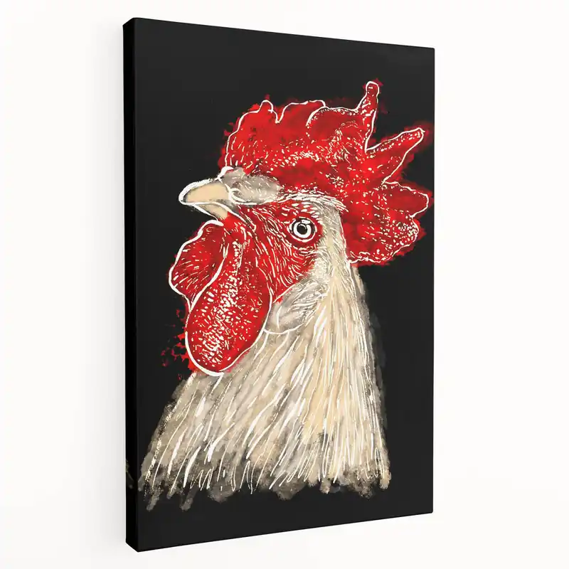 Bold Rooster Portrait - Striking Chicken Wall Art for Modern Decor High Quality