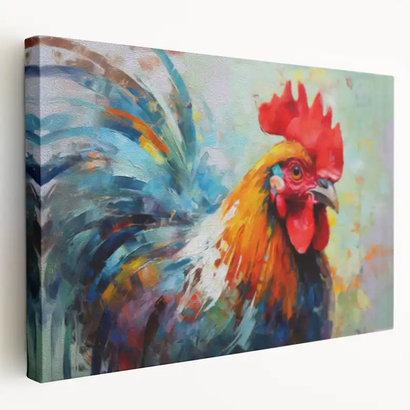 Top Rated Colorful Rooster Portrait - Vibrant Chicken Wall Art for Bold Decor