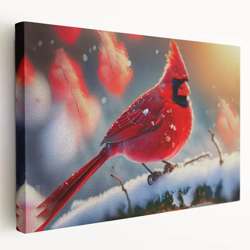 Stunning Winter Cardinal Wall Art - Vibrant Wildlife in Snowy Setting Clearance