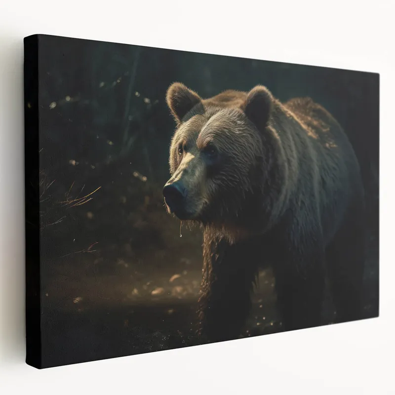 Dramatic Bear in Forest - Stunning Wildlife Canvas Art Print Time-Limited