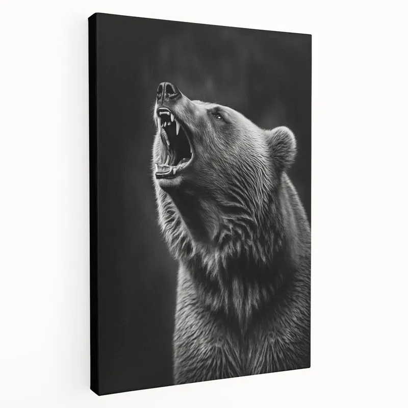 Fierce Bear Roar - Dynamic Wildlife Art Canvas Print Limited Time
