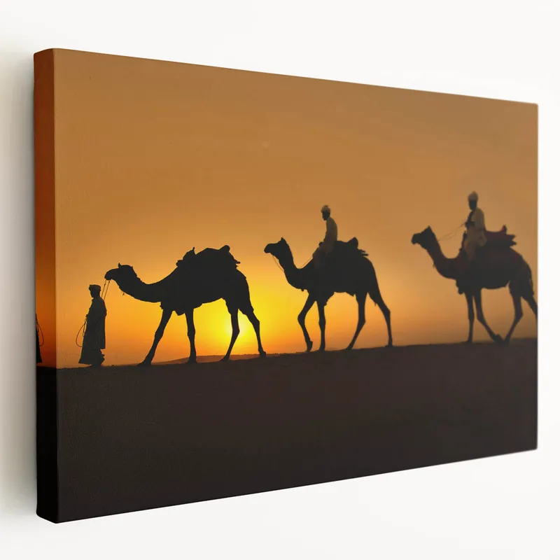 Exotic Camel Wall Art - Desert Sunset Camel Canvas Print - Camel Art Decor Budget