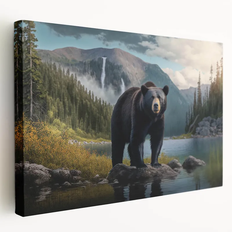 Limited Edition Majestic Bear in Nature - Stunning Wildlife Landscape Canvas Art