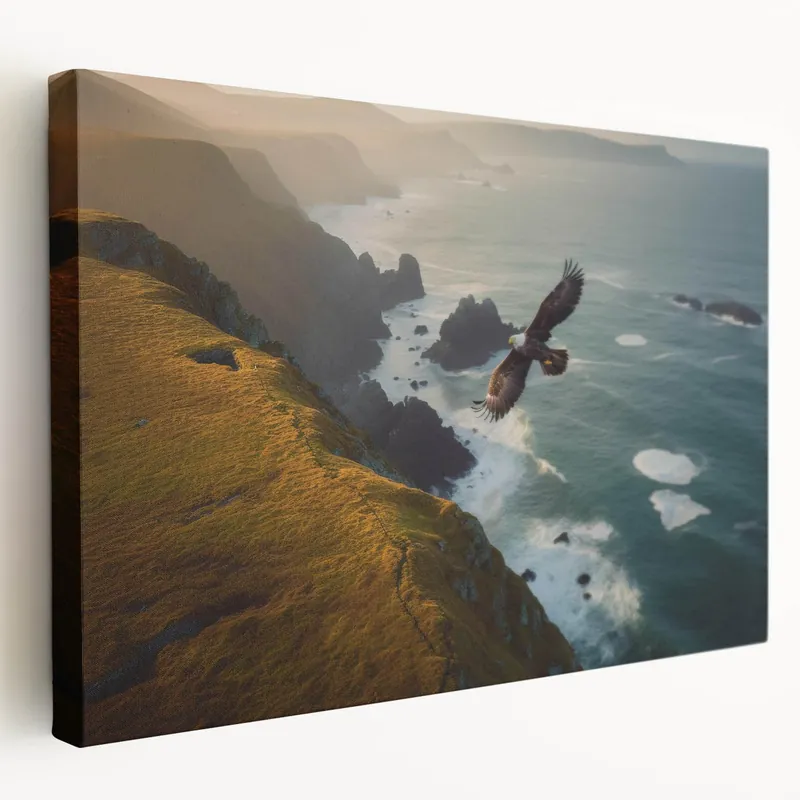 Majestic Birds of Prey Wall Art – Eagle Soaring Over Coastal Cliffs Budget