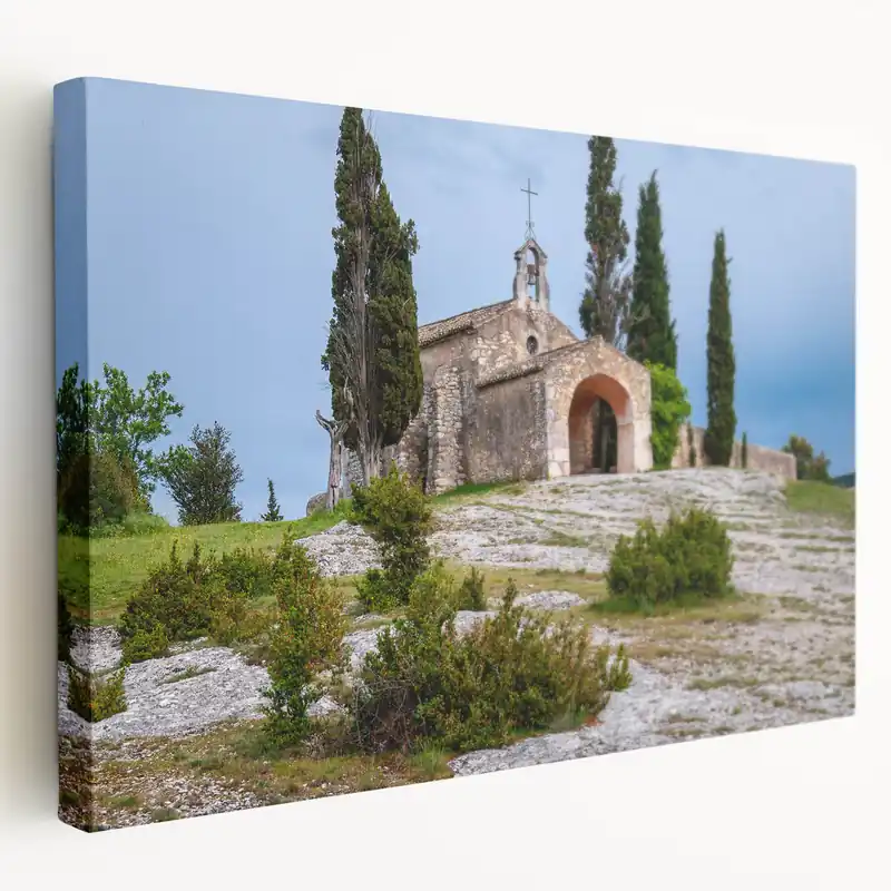 Popular South of France Wall Art - Provence Church Scenery in Fine Detail