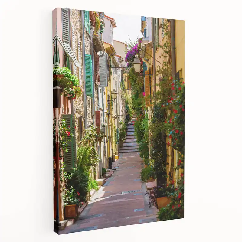 Provence Wall Art - Colorful Street with Shuttered Houses and Flowers Discount
