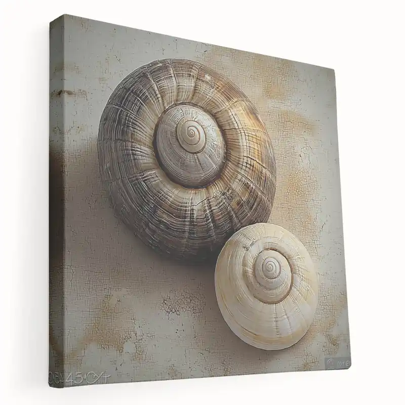 Stretched Canvas Nature Art - Spiral Shells Wall Art Acrylic Glass Modern