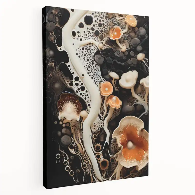 Best Price Fluid Mushroom Macro Art – Cream and Peach Abstract Nature Wall Decor