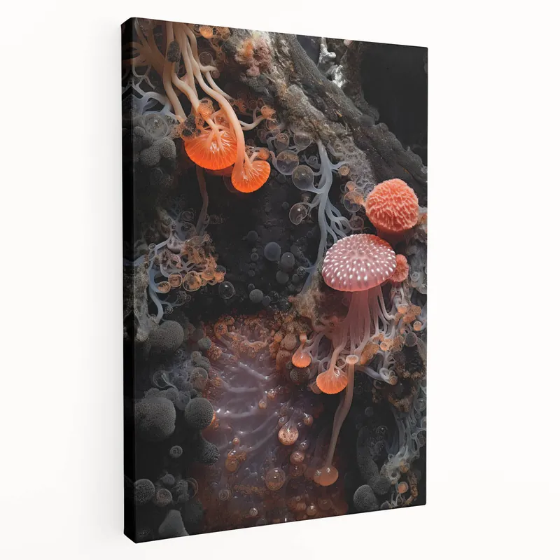 Insect Macro Photography Art - Coral and Pink Mushroom Wall Decor Deal