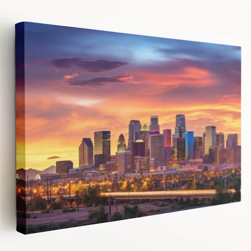 Phoenix Cityscape Wall Art - Stunning Sunset Skyline Arizona Print Popular