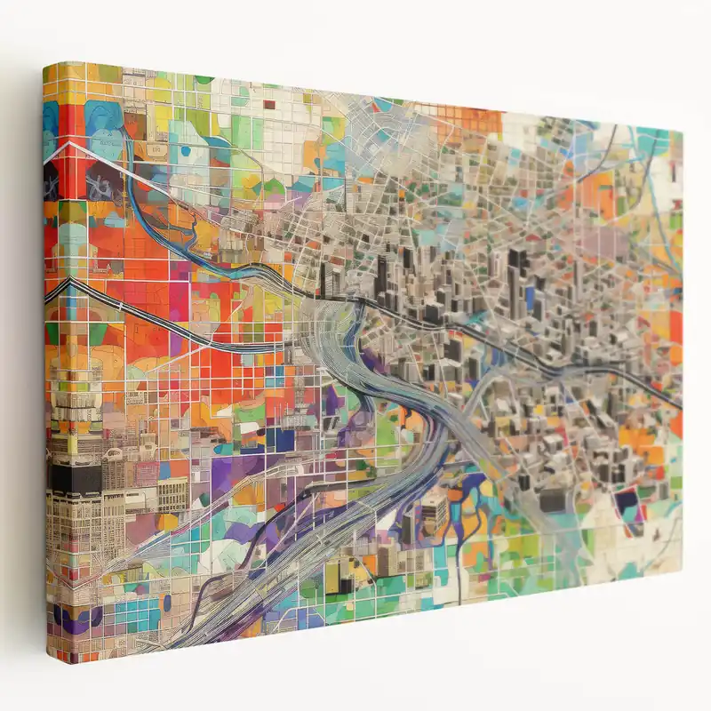 Shop Now Abstract Phoenix Map Wall Art - Colorful Arizona Cityscape Print