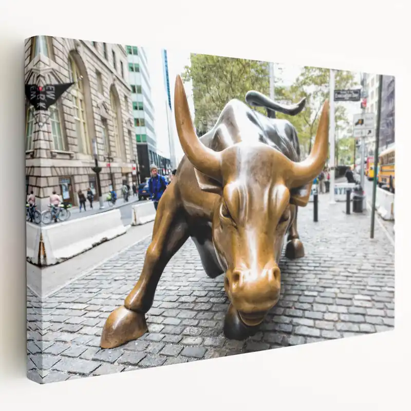 Wall Street Charging Bull Print - Iconic NYC Stock Exchange Canvas Art Super Sale