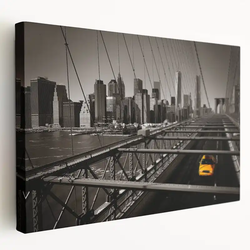 Manhattan Bridge Wall Art with Yellow Taxi – NYC Cityscape Prints Hot Picks