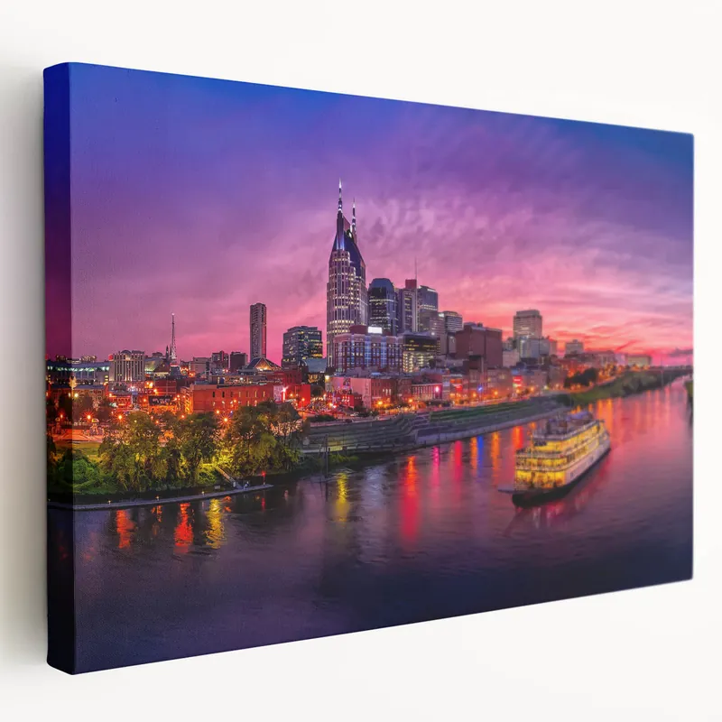 Nashville Sunset Cityscape - Vibrant Tennessee River and Skyline Print Best Price