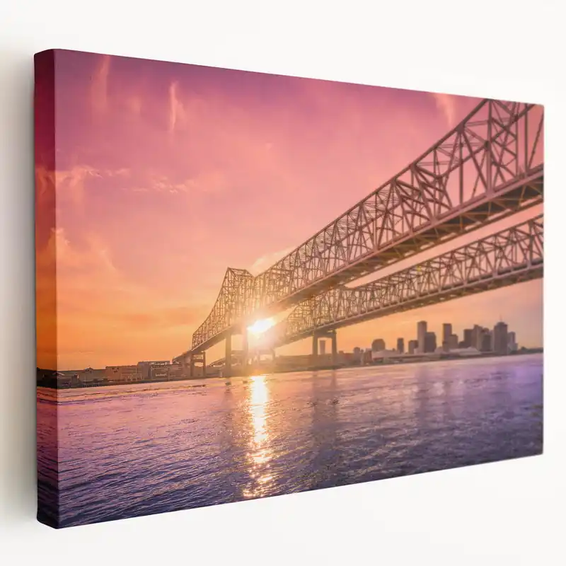 Free Returns New Orleans Skyline Art – Sunset Over Crescent City Connection Bridge