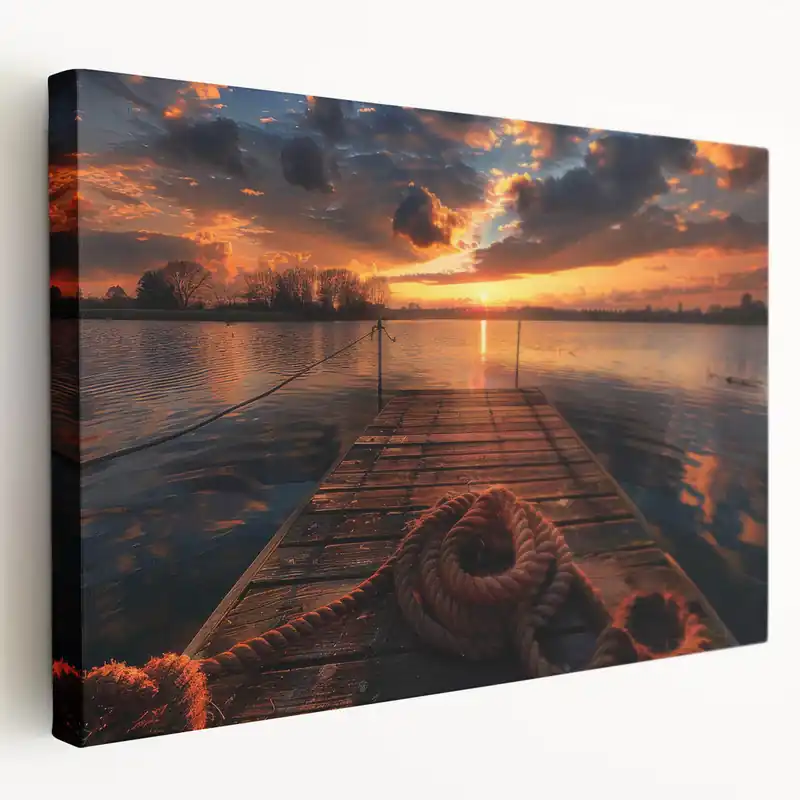 Exclusive Offer Charlotte Wall Art - Serene Sunset Over Lake with Wooden Dock Prints
