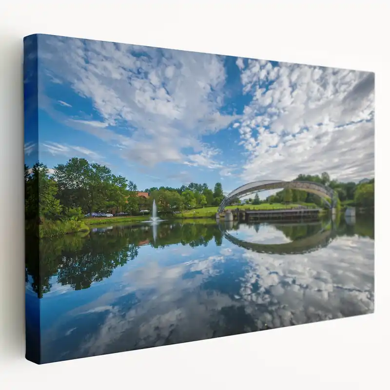Holiday Sale Charlotte NC Art – Scenic Bridge Reflection in Nature Wall Art