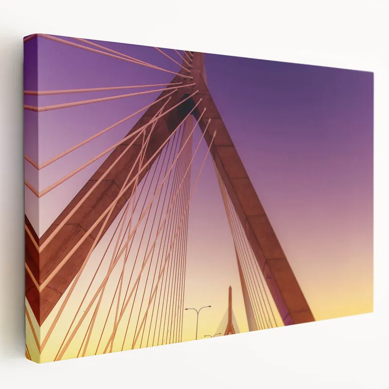 Boston Bridge Wall Art – Majestic Massachusetts Cityscape Canvas Print Free Shipping