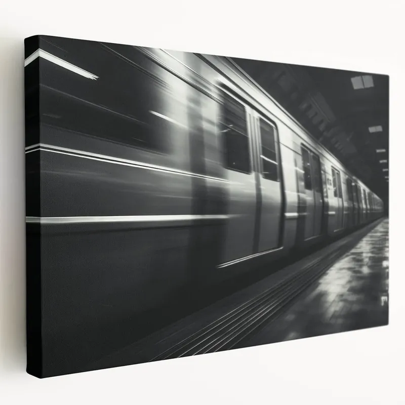 Today Only Monochrome Subway Train Art - Modern Urban Transit Wall Decor