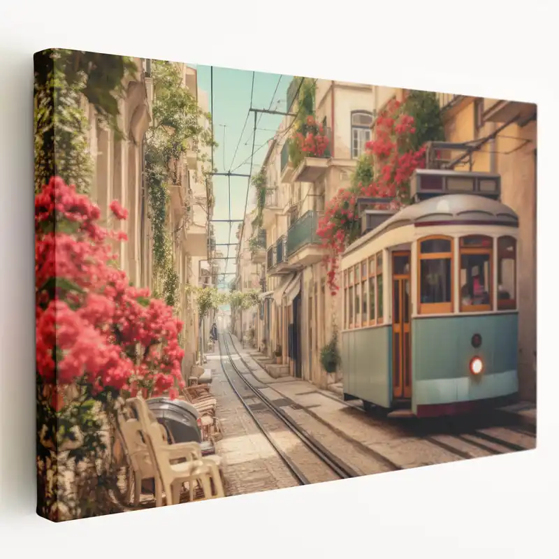 Top Rated Charming Street Tram Wall Art - Mediterranean Service Vehicle Print