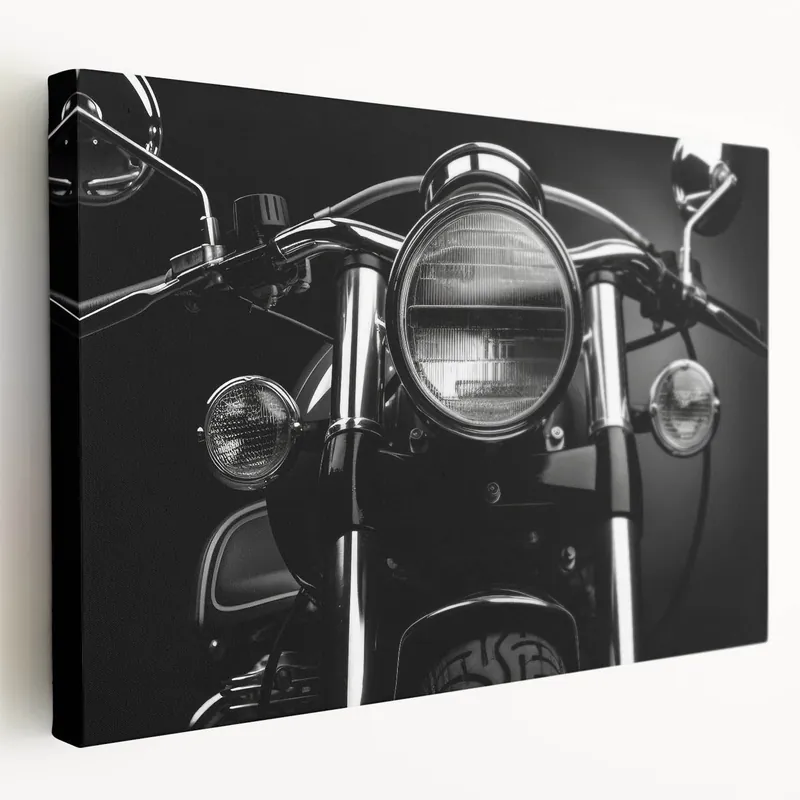 Classic Motorcycle Canvas - Monochrome Headlight Art Print Get Yours