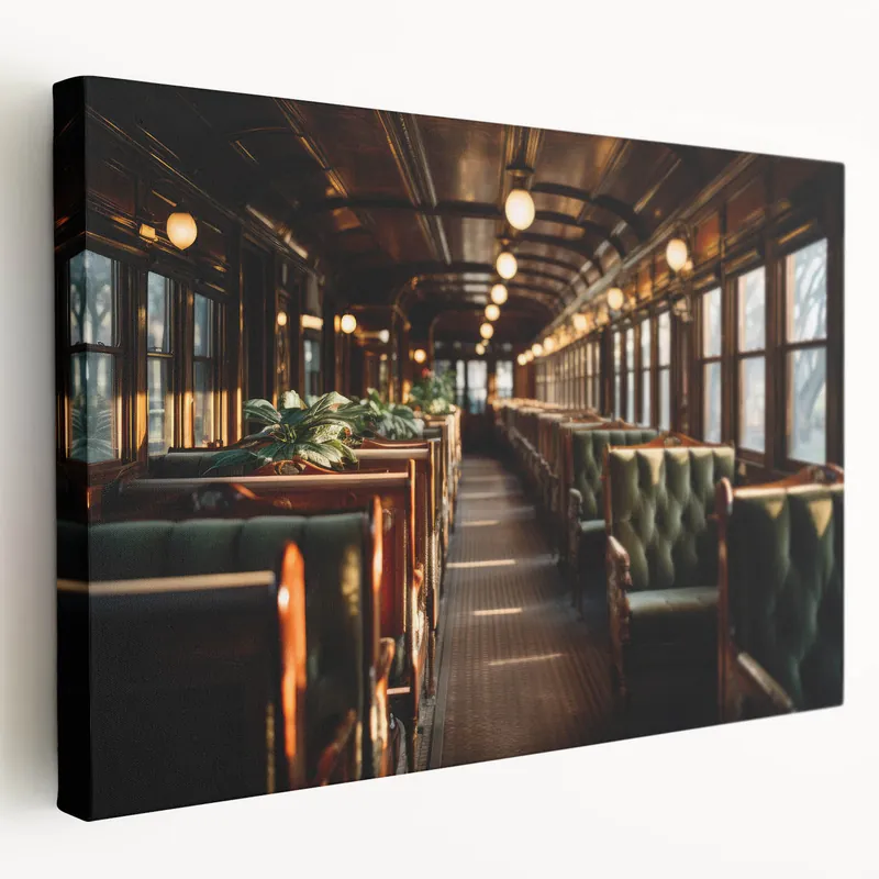Low Price Vintage Train Interior Wall Art - Luxurious Service Vehicle Print