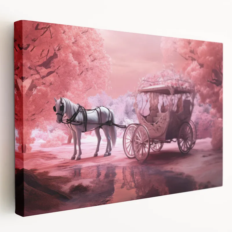 Enchanted Pink Carriage Wall Art - Fairytale Service Vehicle Print Grab Now