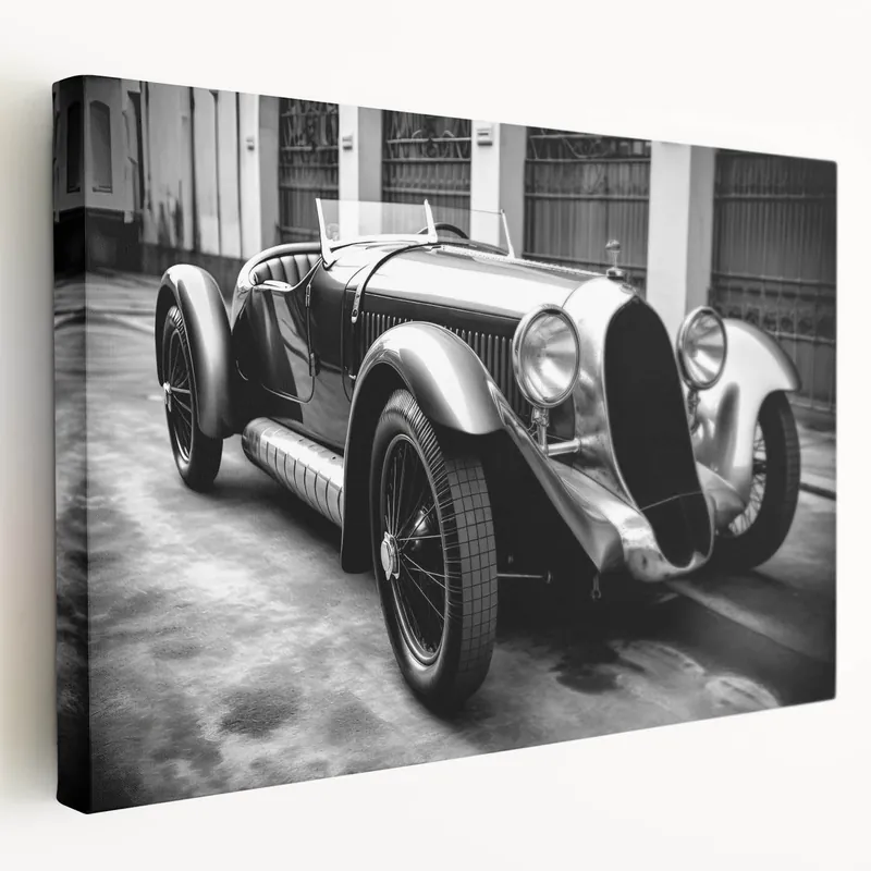 New Release Black & White Vintage Car Art: Classic Elegance in Retro Decor