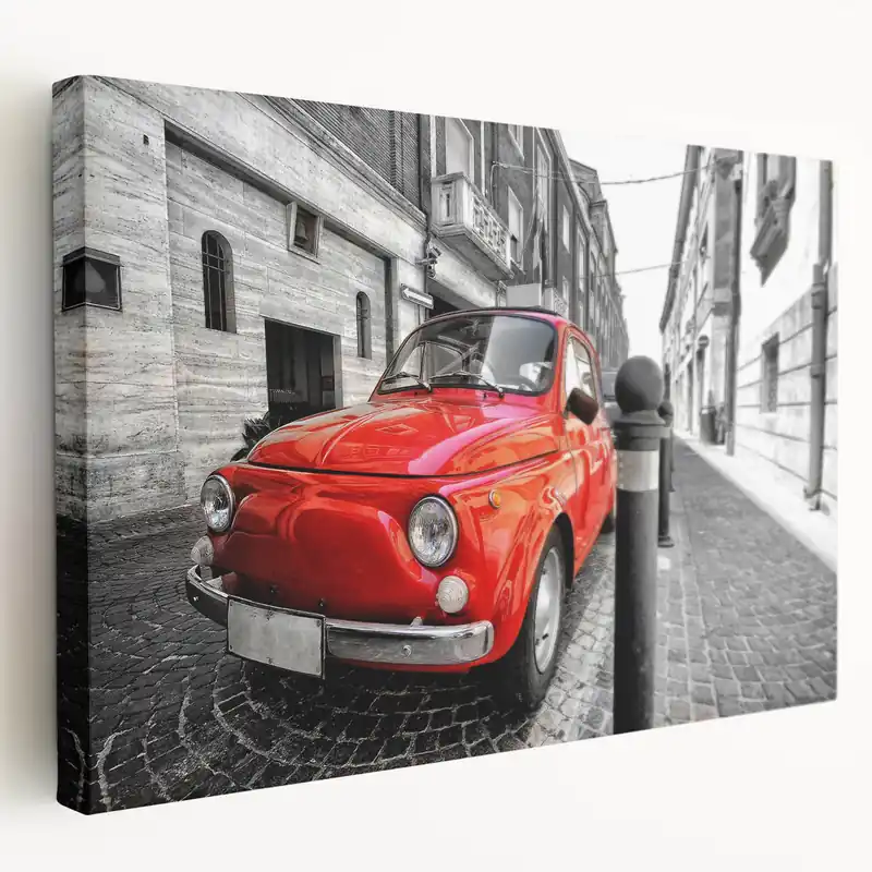 Retro Fiat 500 Car Art: Classic Italian Icon Prints for Vintage Decor Premium